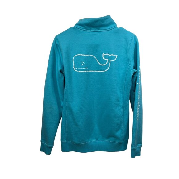 Vineyard Vines Whale 1/4 Zip Sweatshirt Pullover Womens XS Logo Blue Preppy - Picture 4 of 4